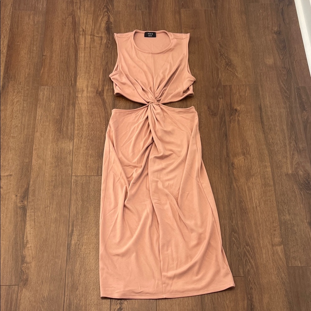 Vici Blush Peach Midi Dress